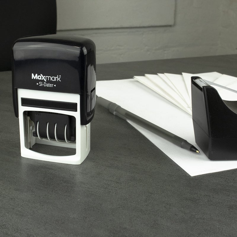 MaxMark Office Self Inking Date Stamp with Phrase Approved - 2 Color Blue/Red Ink - Image 4